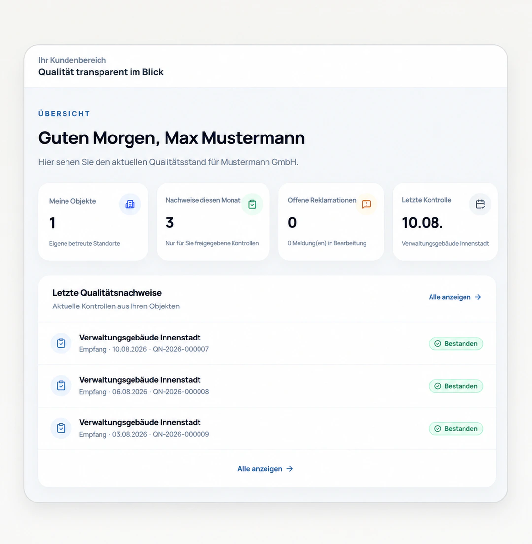 HygaPlus Kundenportal mit Qualitätsnachweisen, Reklamationen und Kontrollstatus